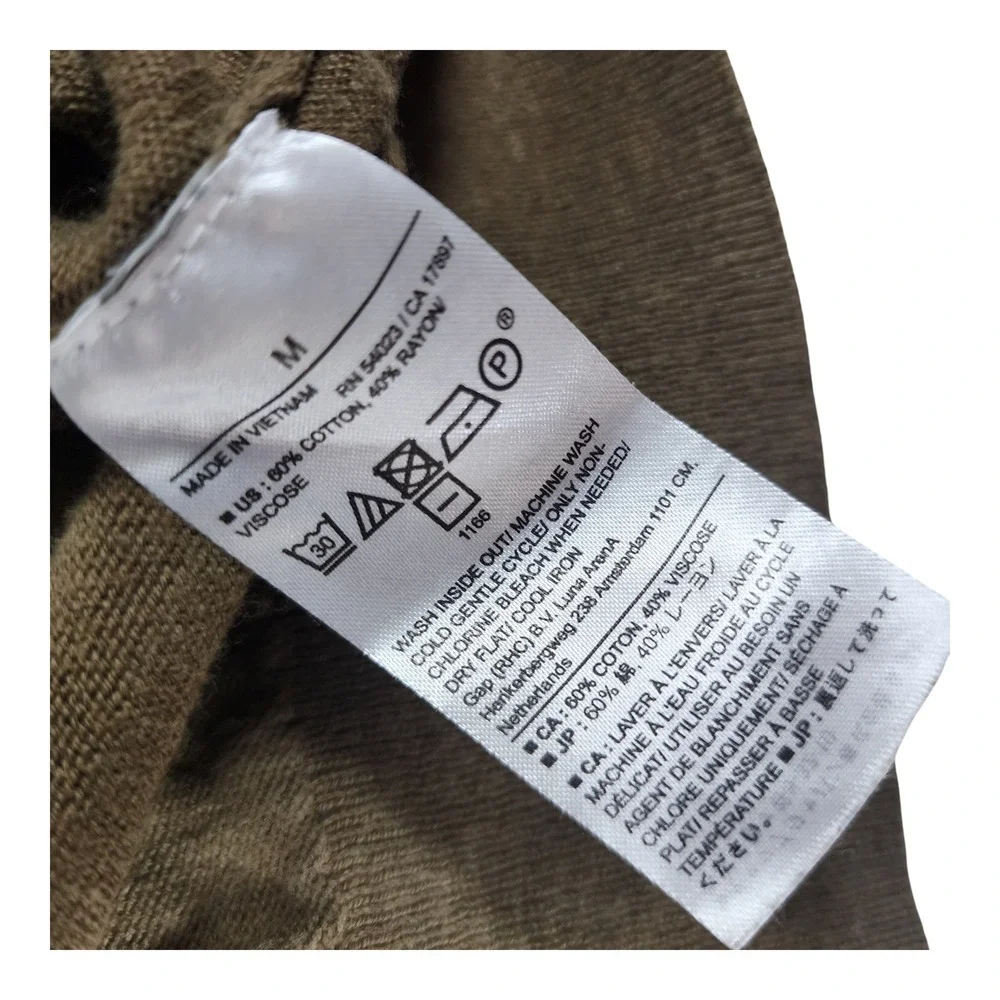 Banana Republic Forever Sweater Mens M Olive Brown Cotton Blend V-Neck Raglan